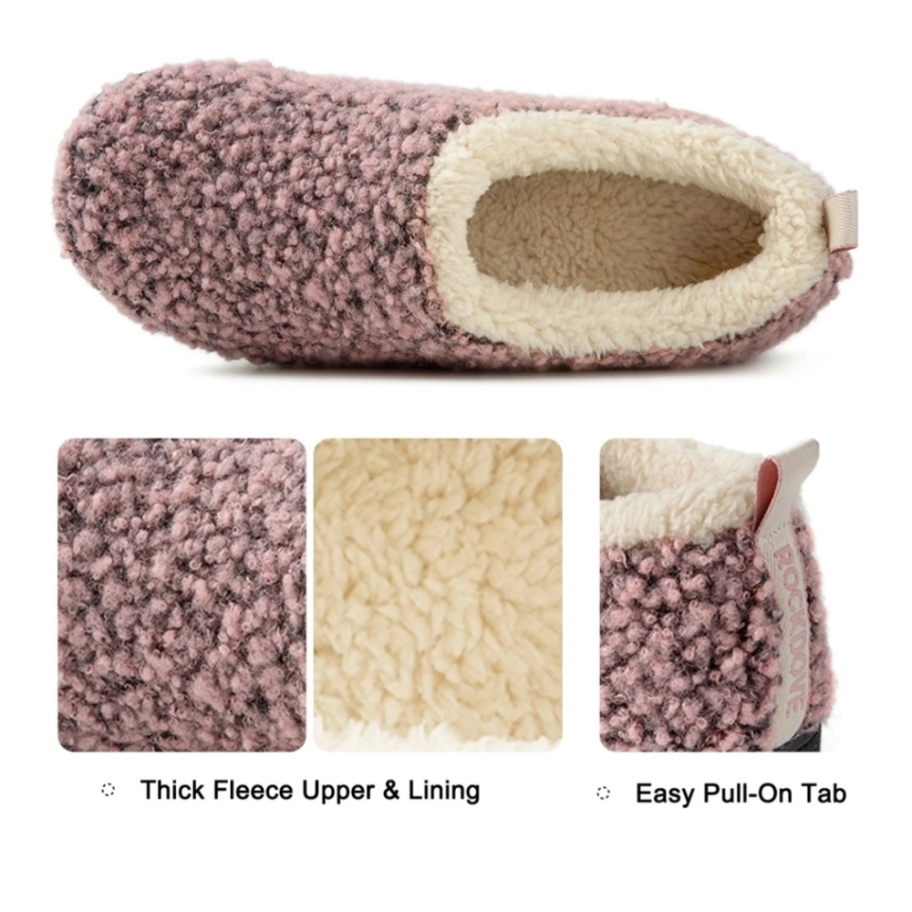 NEW Slippers house shoes for indoor outdoor use Pink fuzzy,  machine washable - Picture 4 of 5